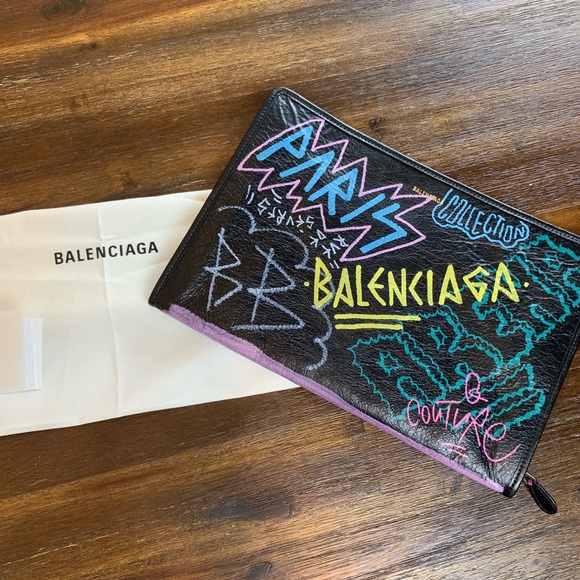Balenciaga Handbags - Authentic BALENCIAGA Bazar graffiti clutch